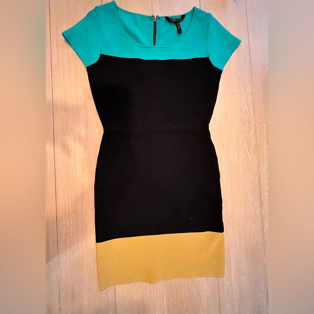 BCBG  Maxazria Bandage Bodycon Color Block Dress